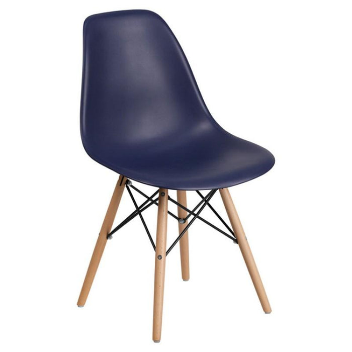 SUMATRA SERIES NAVY PLASTIC CHAIR WITH WOOD BASE