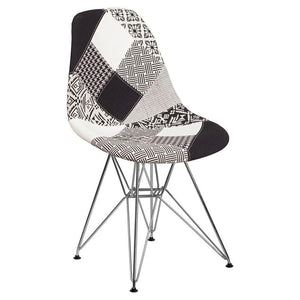 SUMATRA SERIES TURIN PATCHWORK FABRIC CHAIR WITH CHROME BASE