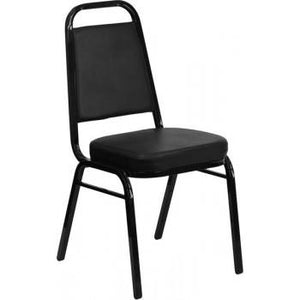 ADRIA Series Trapezoidal Back Stacking Banquet Chair with Black Vinyl and 2.5'' Thick Seat - Black Frame [FD-BHF-1-GG]