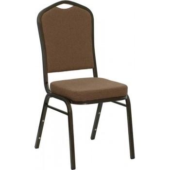 ADRIA Series Crown Back Stacking Banquet Chair with Coffee Fabric and 2.5'' Thick Seat - Gold Vein Frame [NG-C01-COFFEE-GV-GG]